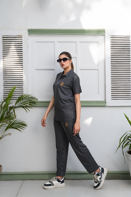 Baigino Black Streak Co-ord Set - F