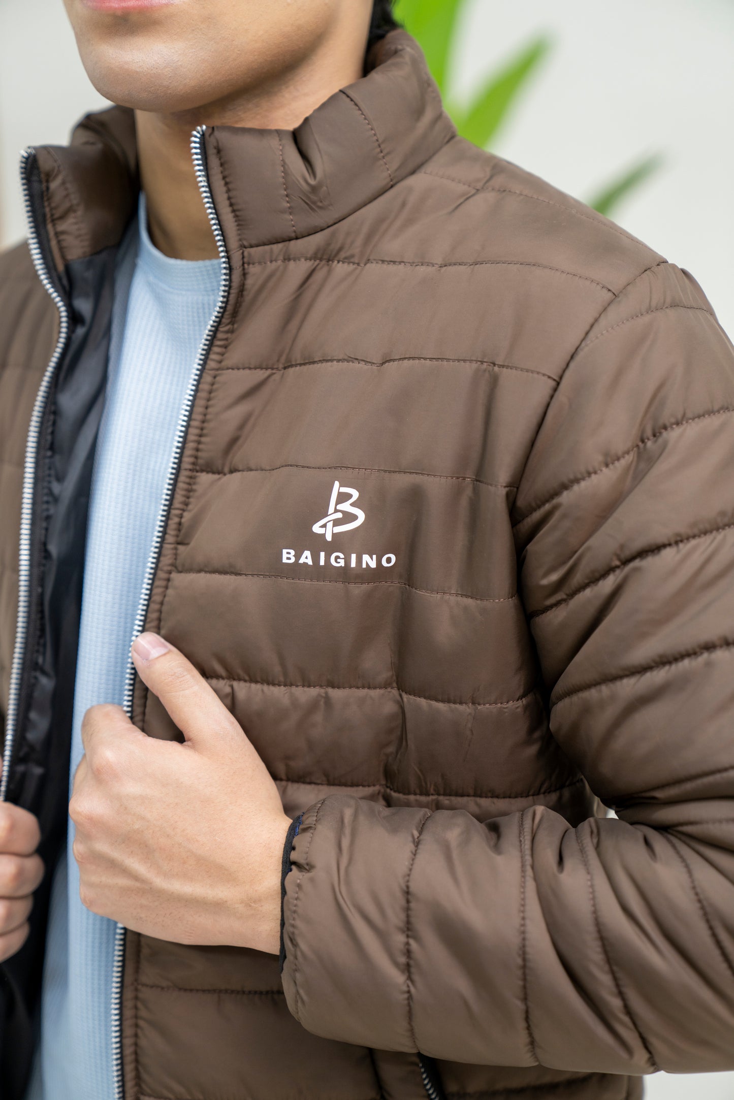 Brown Full Sleeves Puffer Jacket