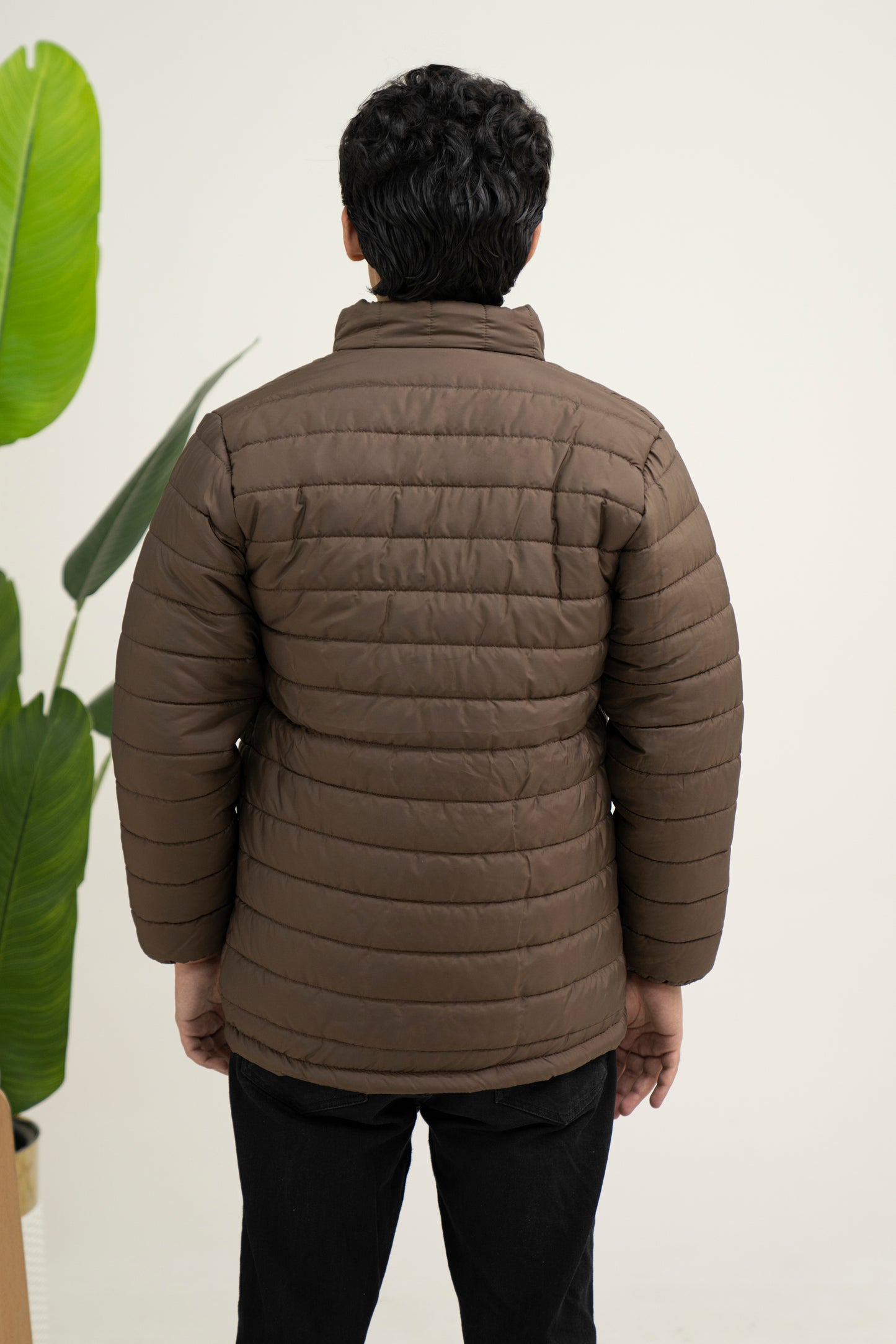 Brown Full Sleeves Puffer Jacket