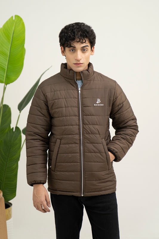 Brown Full Sleeves Puffer Jacket
