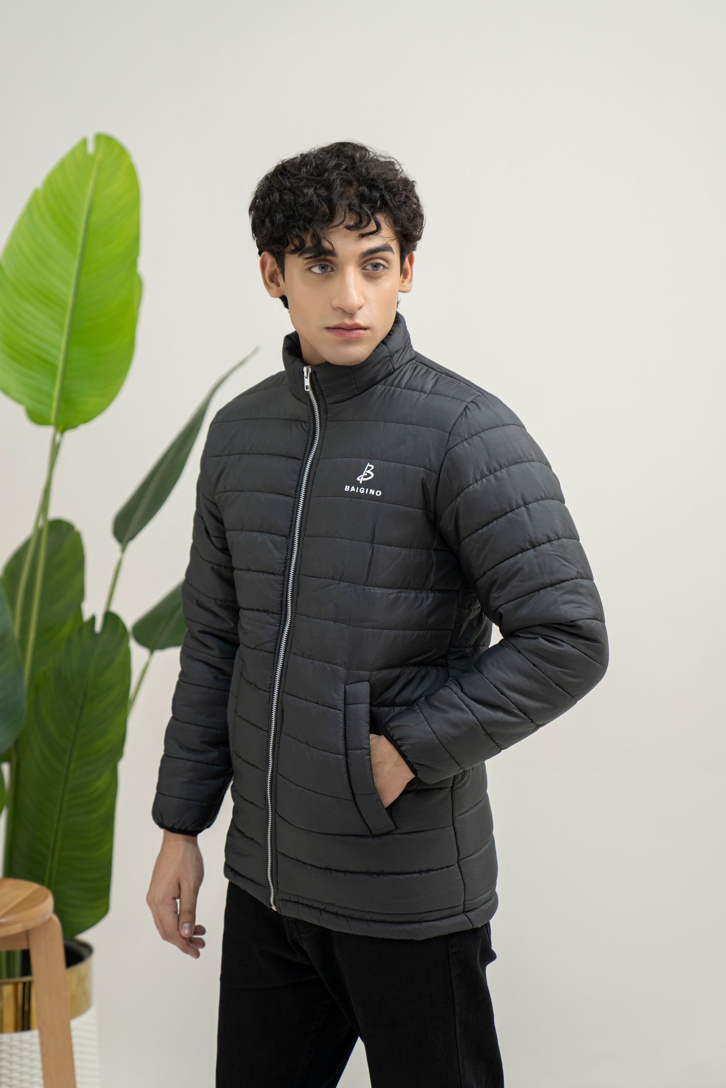 Black Full Sleeves Puffer Jacket