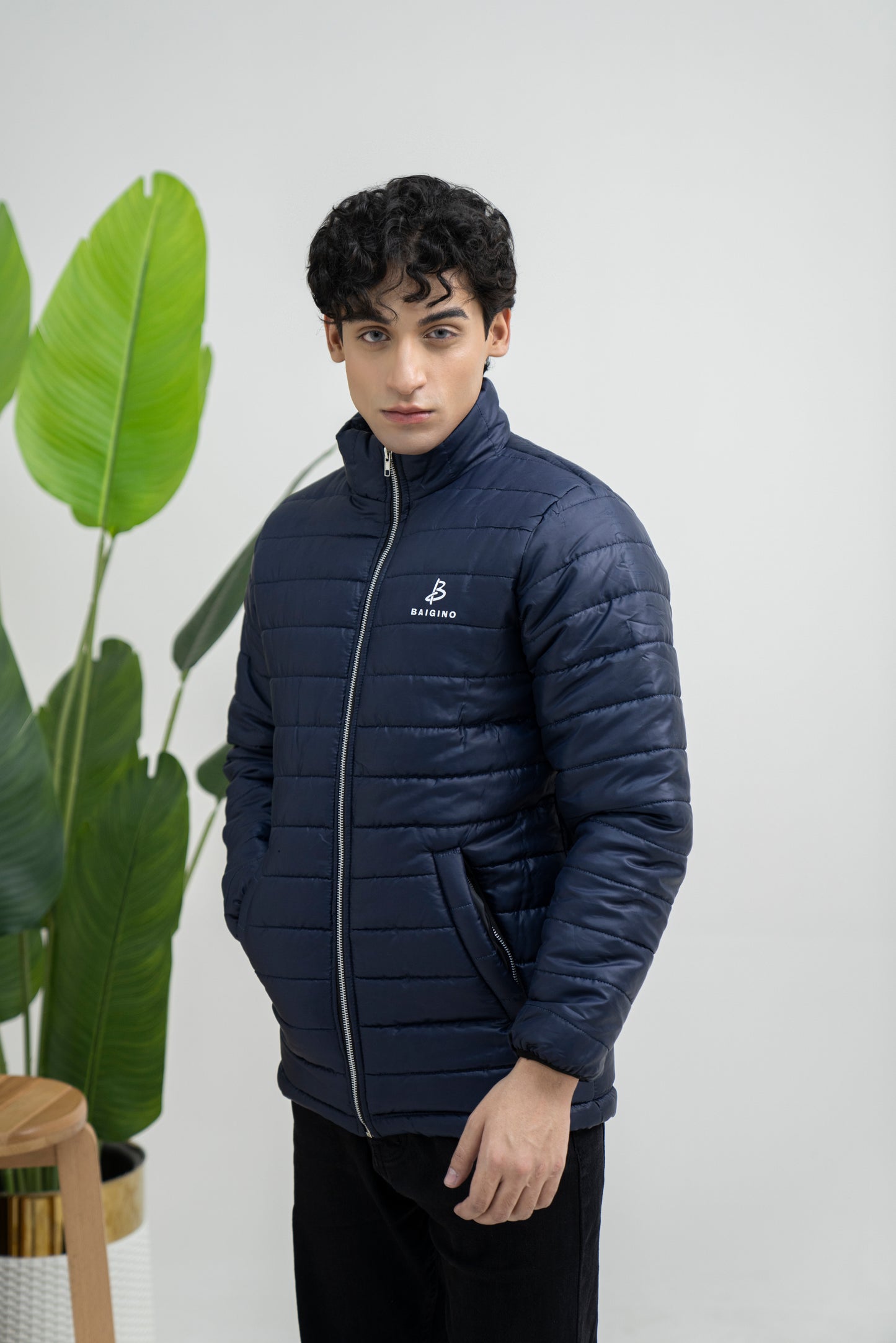 Blue Full Sleeves Puffer Jacket