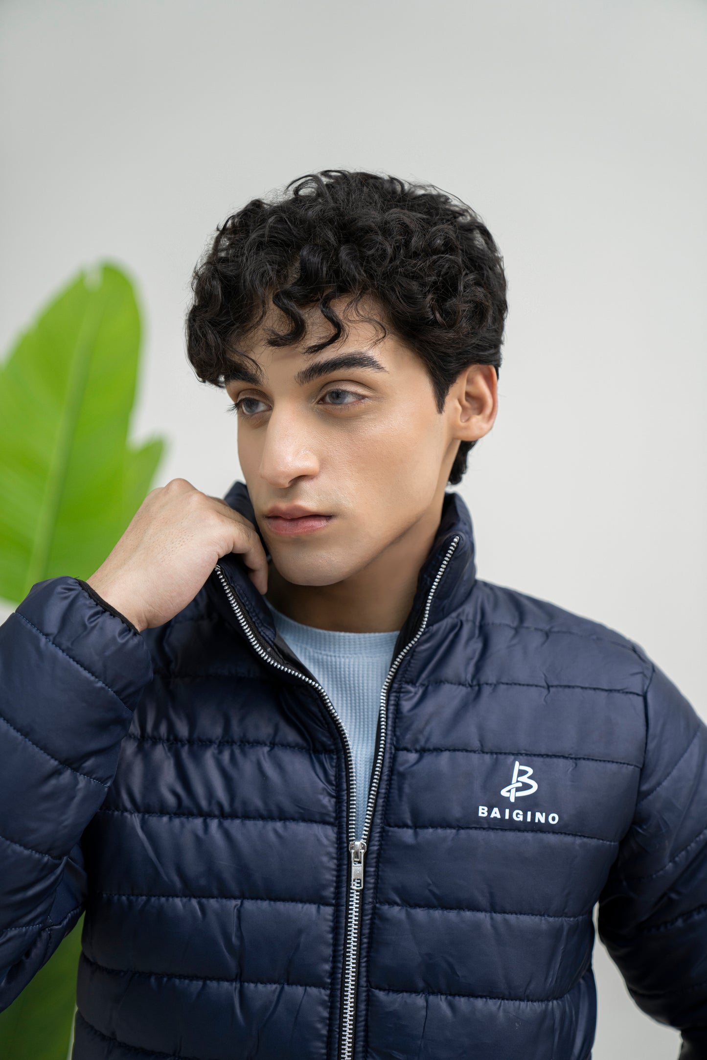 Blue Full Sleeves Puffer Jacket