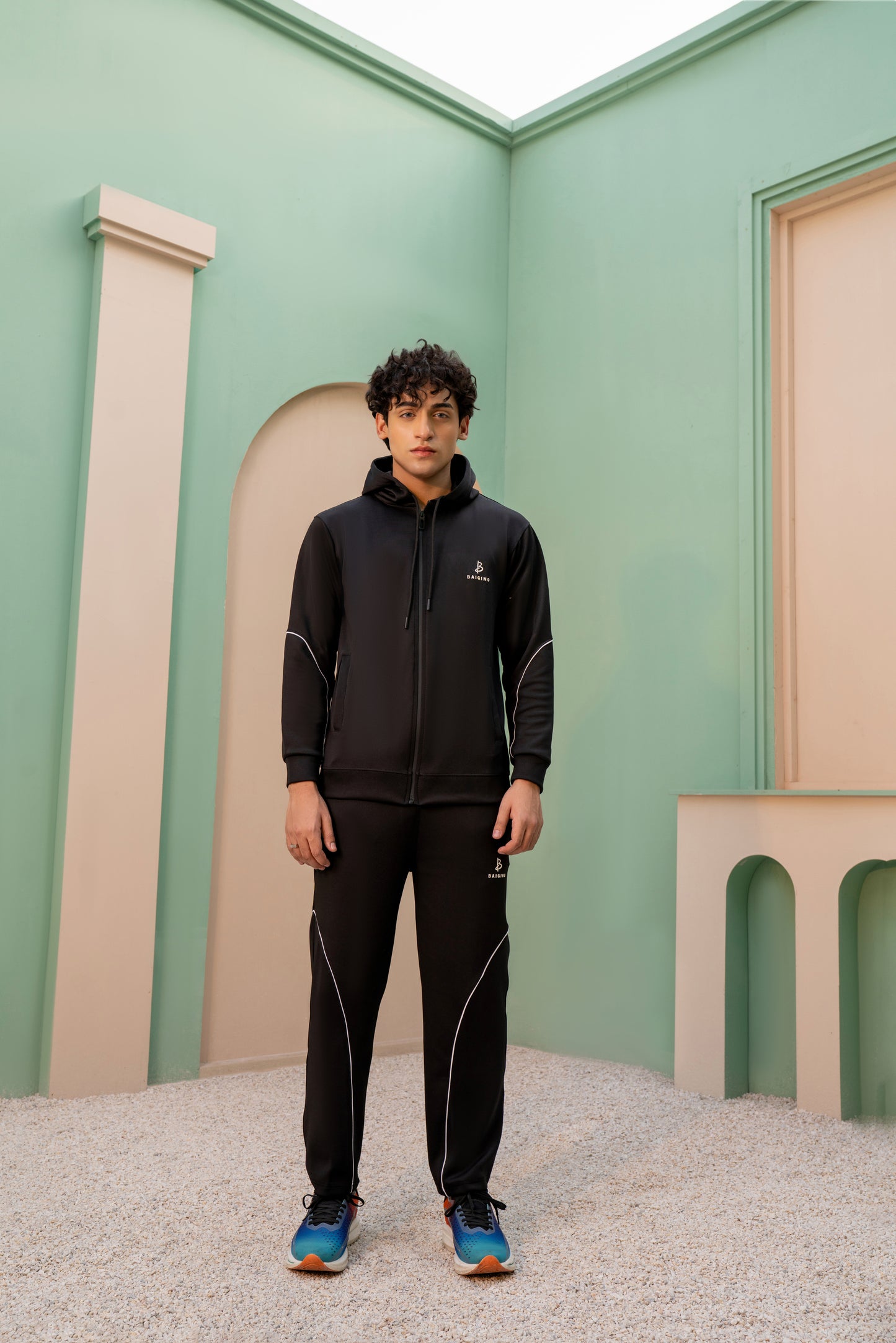 Black Momentum Tracksuit | Imported Scuba Fabric | 4-Way Stretch