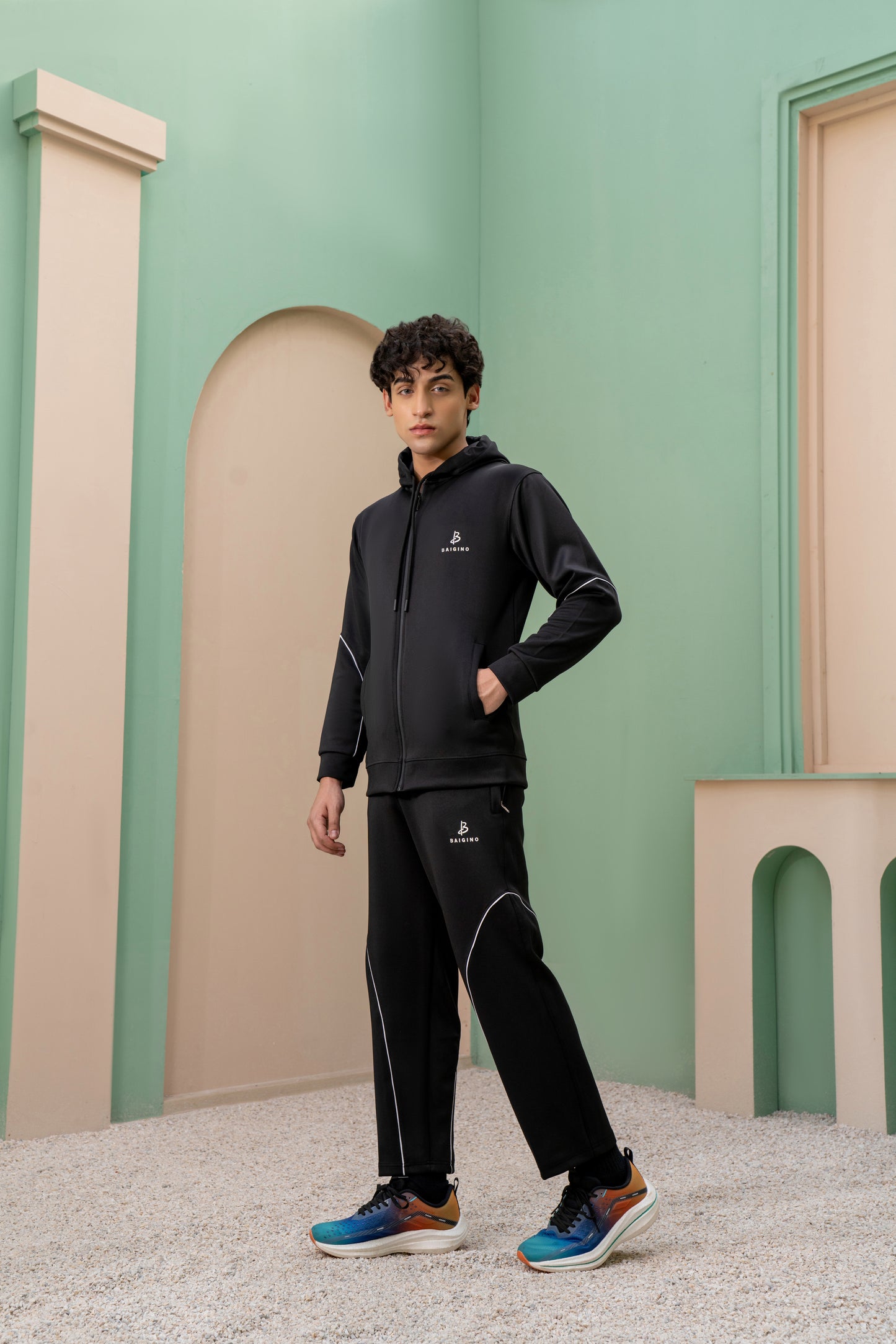 Black Momentum Tracksuit | Imported Scuba Fabric | 4-Way Stretch