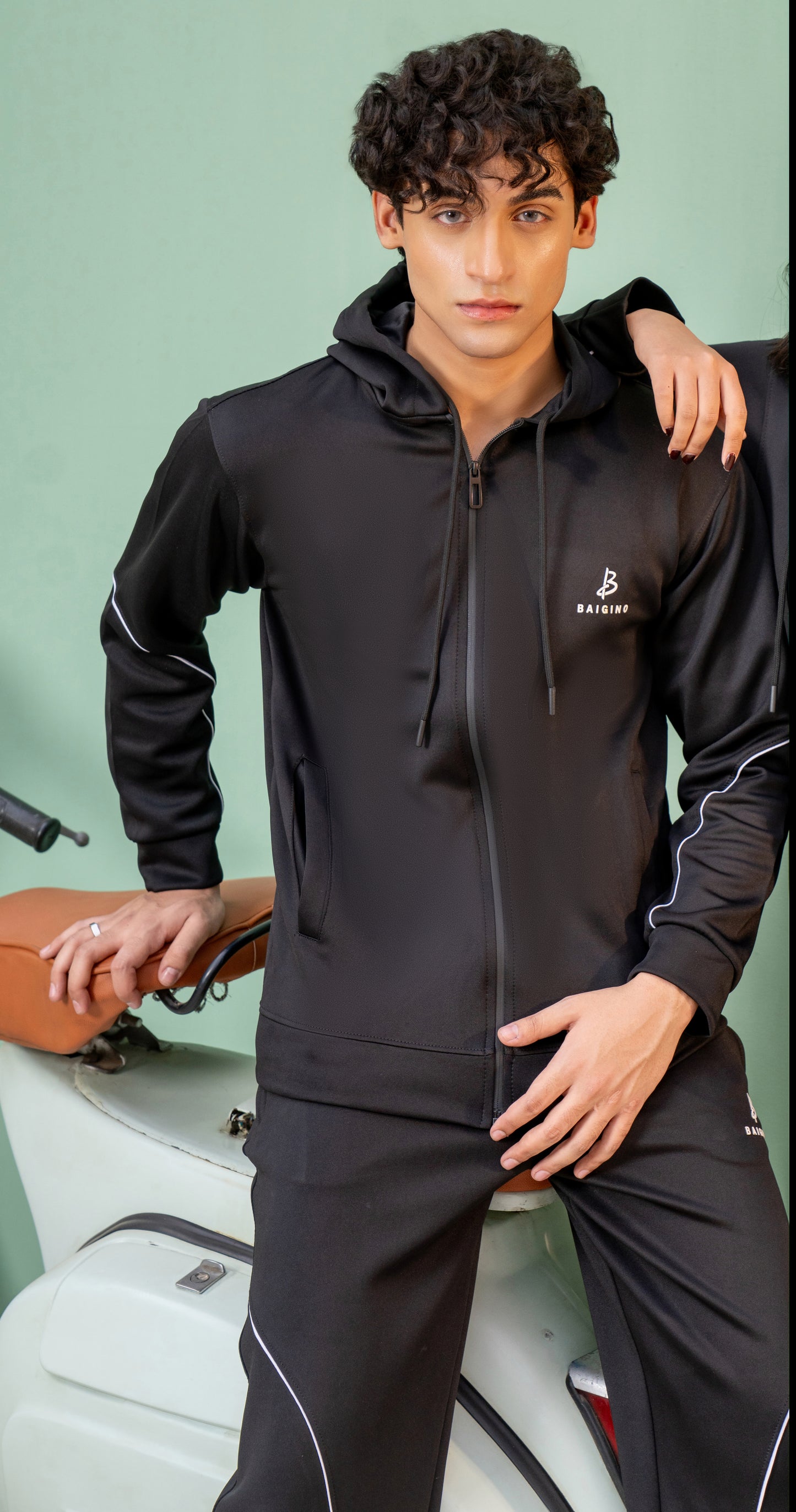 Black Momentum Tracksuit | Imported Scuba Fabric | 4-Way Stretch