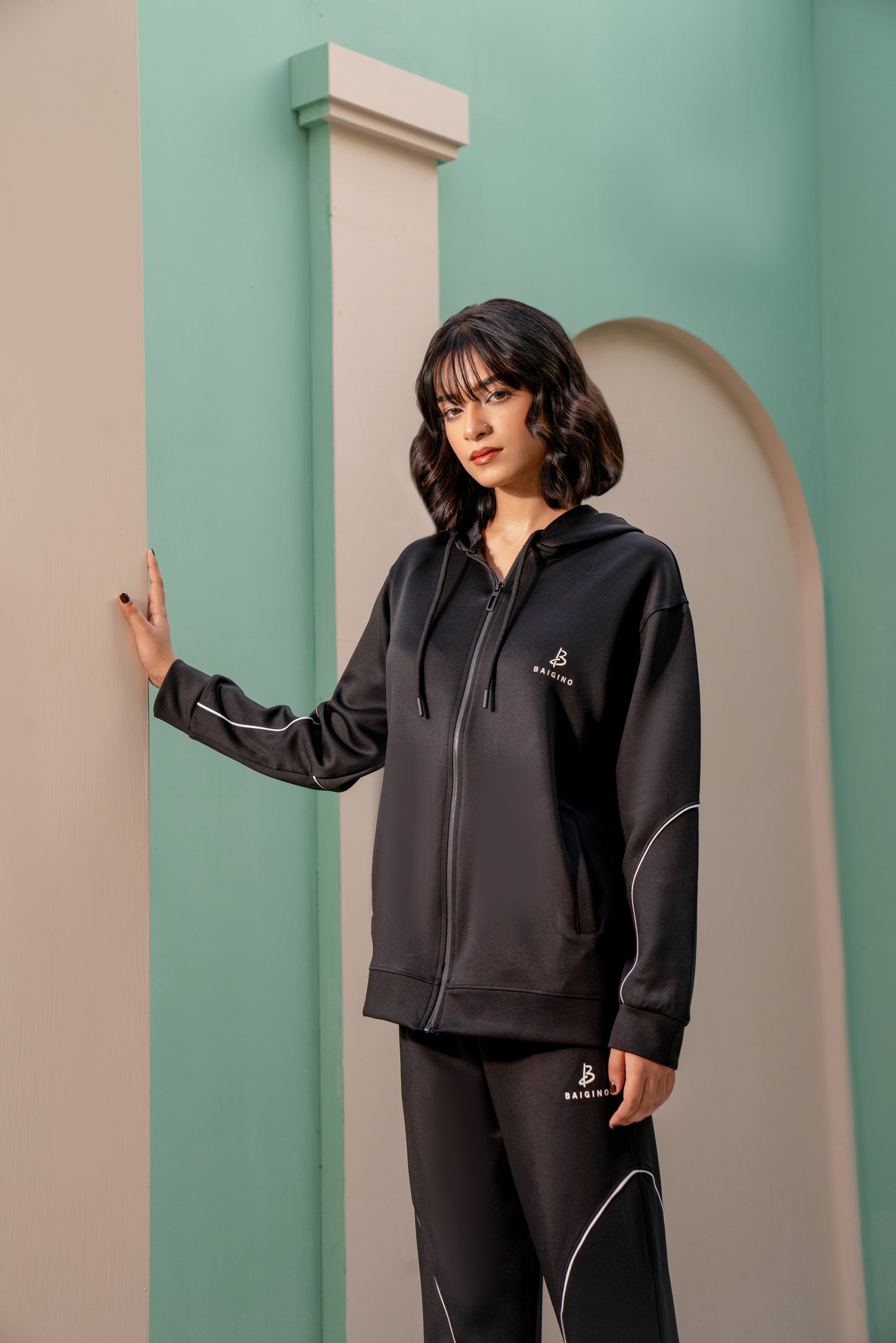 Black Momentum Tracksuit | Imported Scuba Fabric | 4-Way Stretch - F