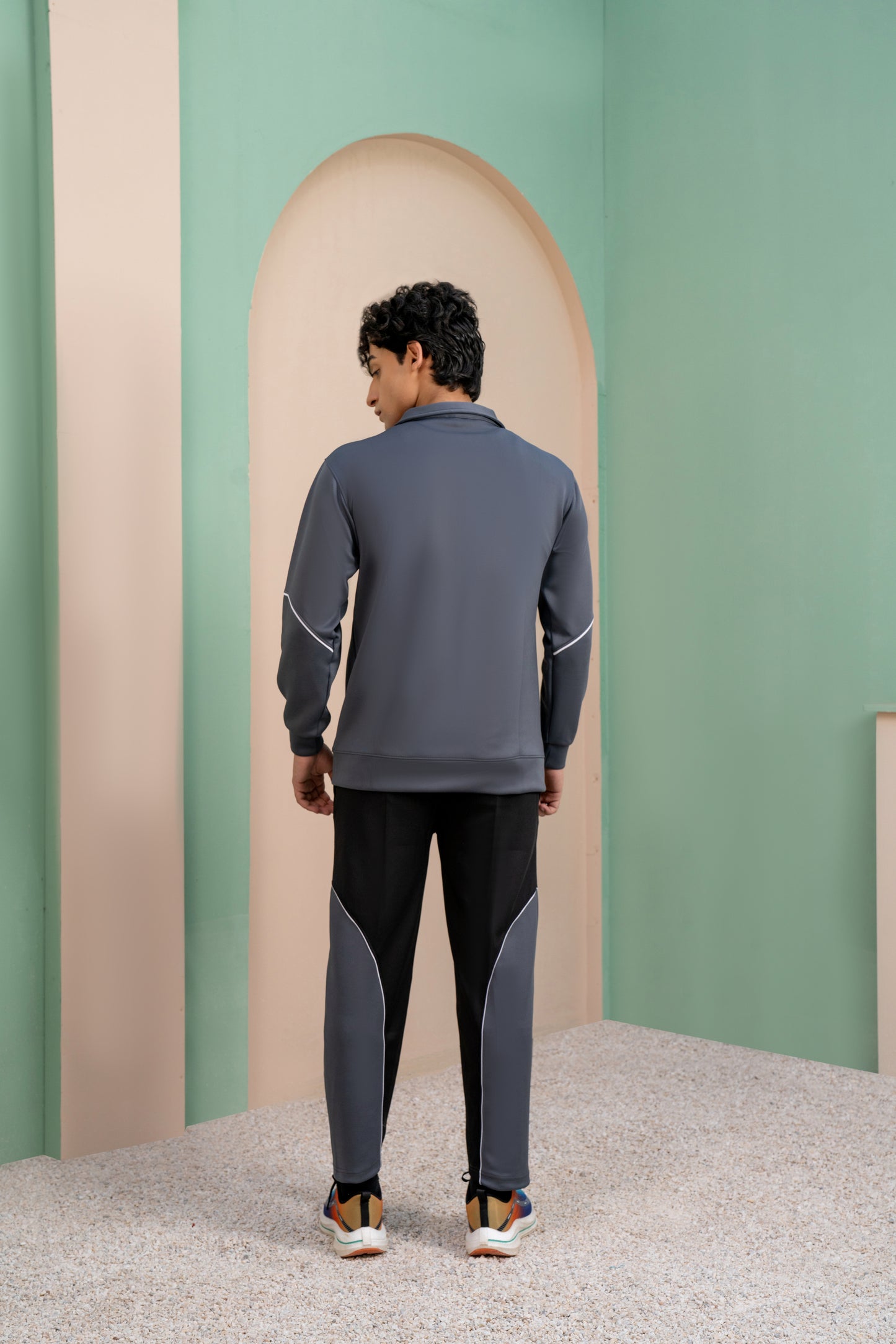 Charcoal & Black Tracksuit | Imported Scuba Fabric | 4-Way Stretch