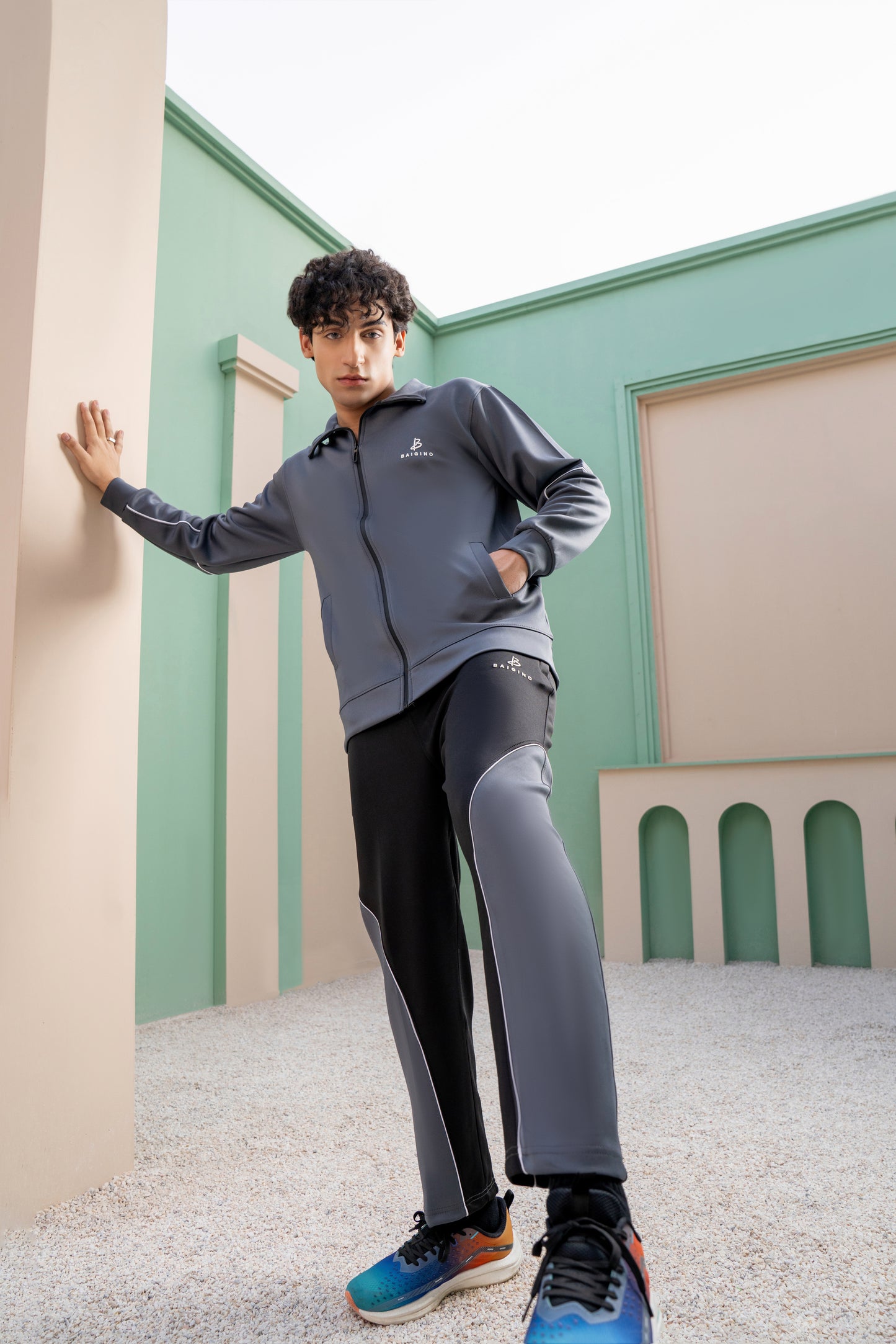 Charcoal & Black Tracksuit | Imported Scuba Fabric | 4-Way Stretch