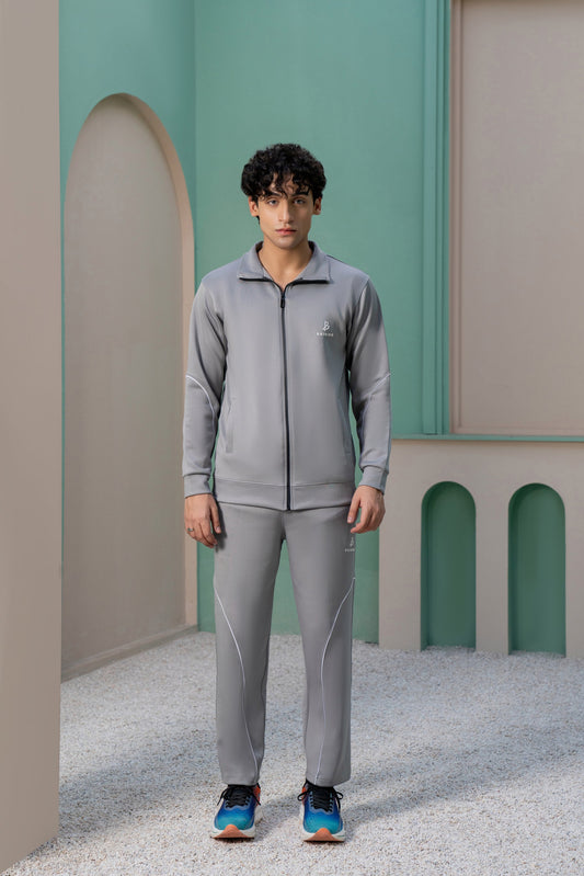 Gray Momentum Tracksuit | Imported Scuba Fabric | 4-Way Stretch