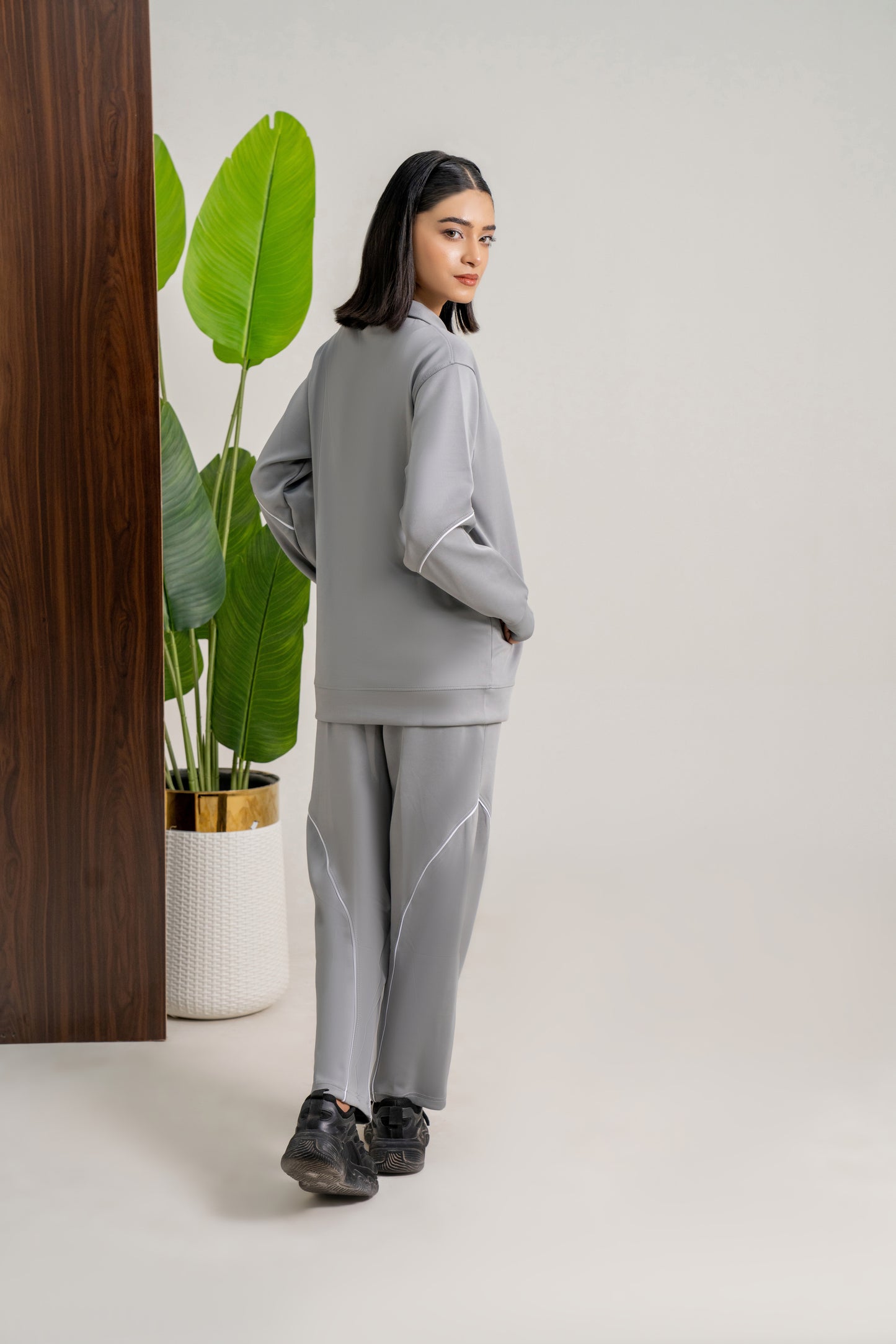 Gray Momentum Tracksuit | Imported Scuba Fabric | 4-Way Stretch - F