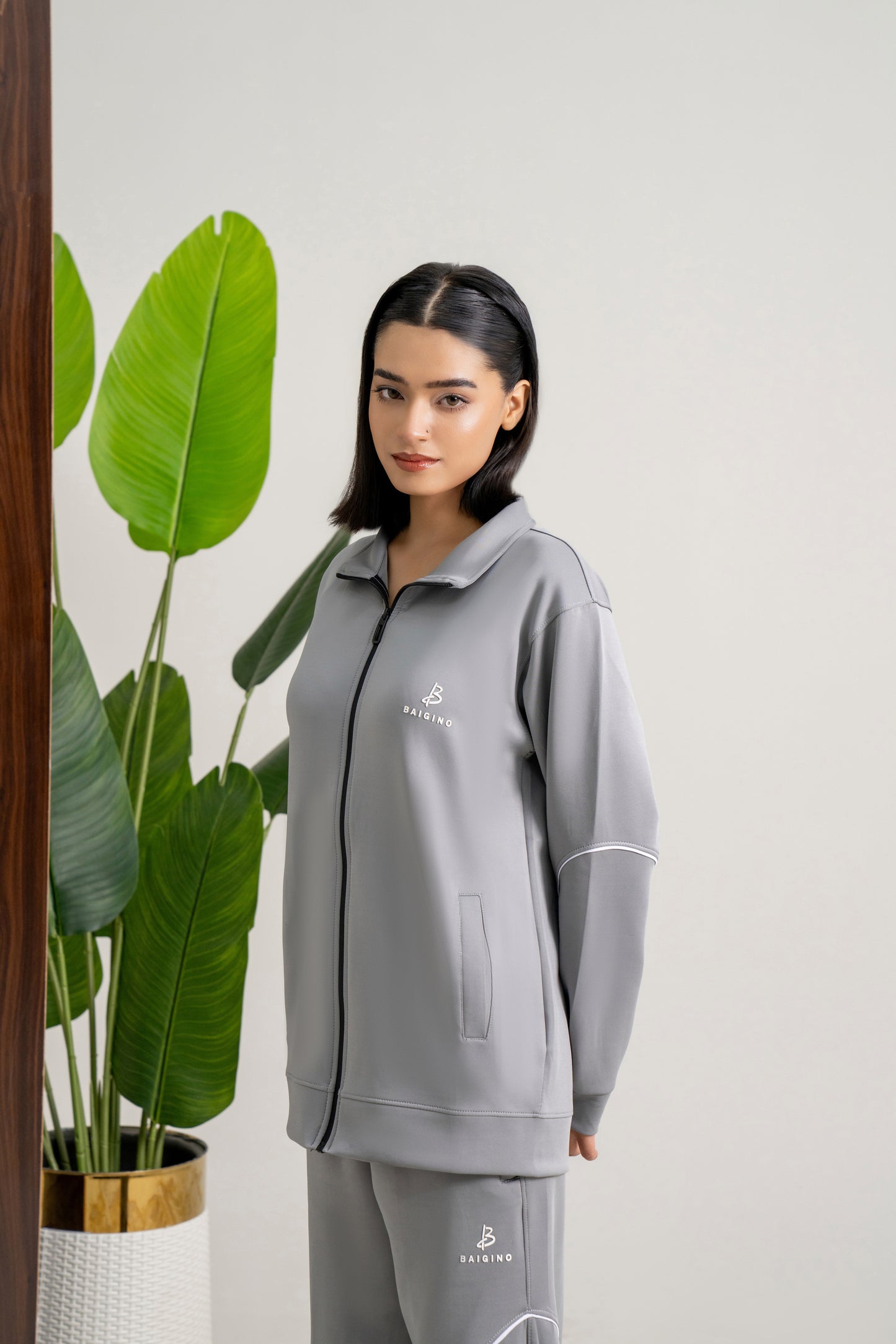 Gray Momentum Tracksuit | Imported Scuba Fabric | 4-Way Stretch - F