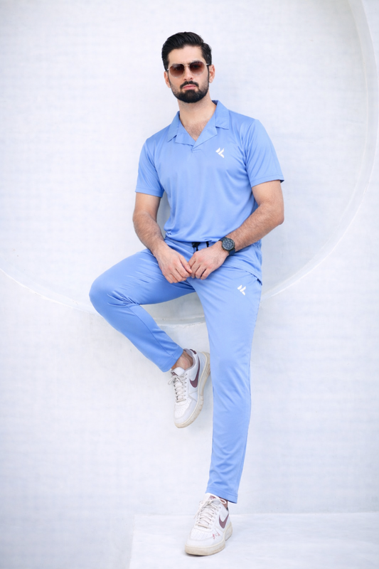 KF Sky Blue With Collar Style Dri-Fit Tracksuit