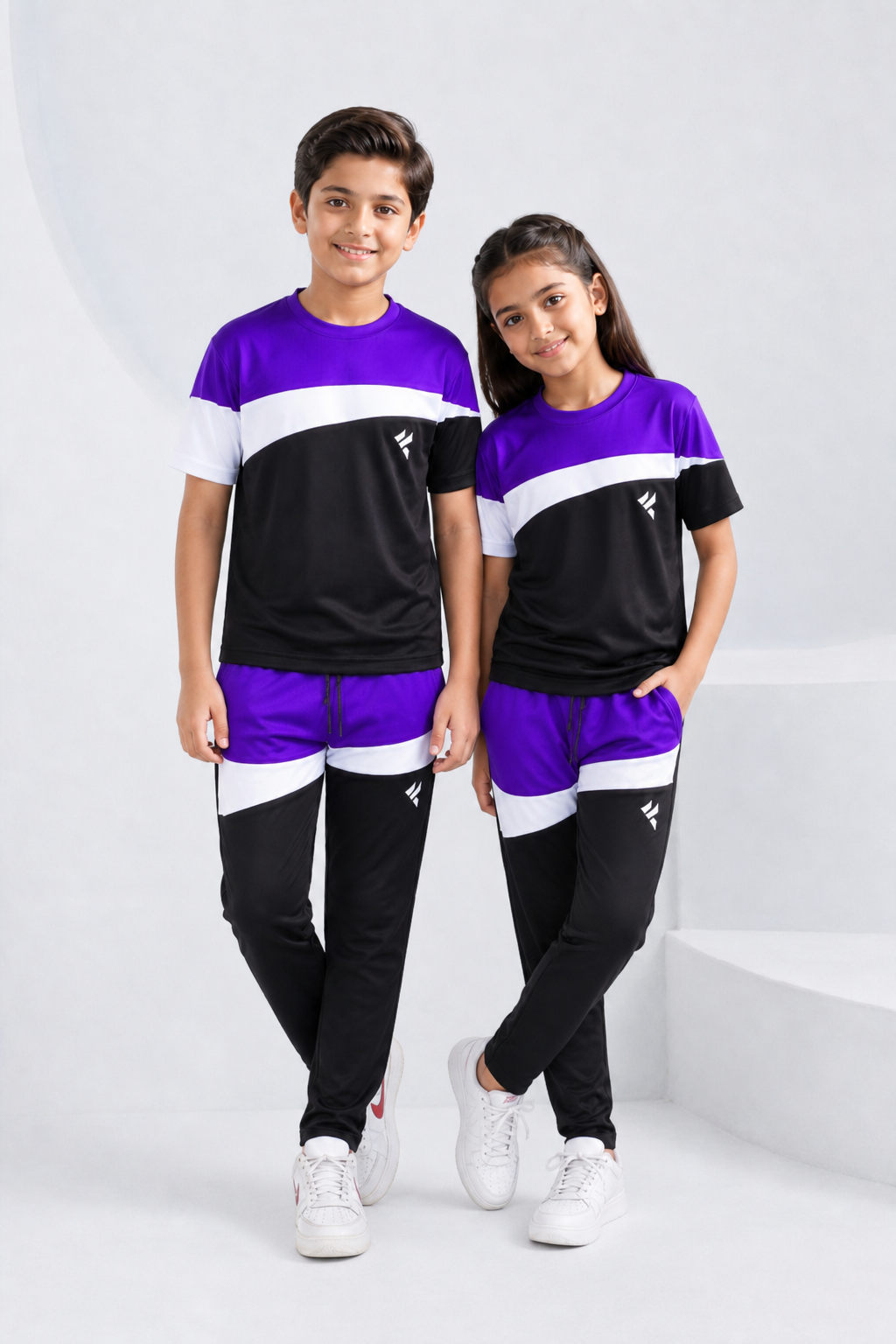 KF Purple White & Black Kids Dri-Fit Tracksuit