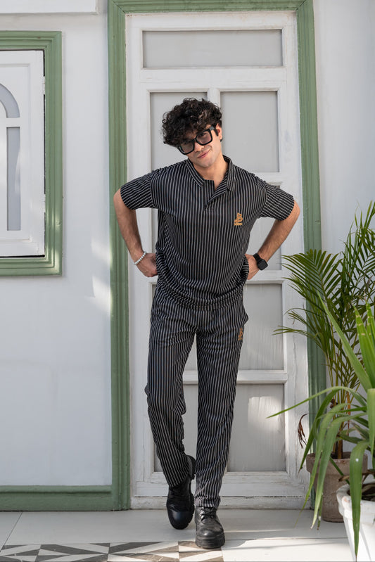Baigino Black Streak Co-ord Set