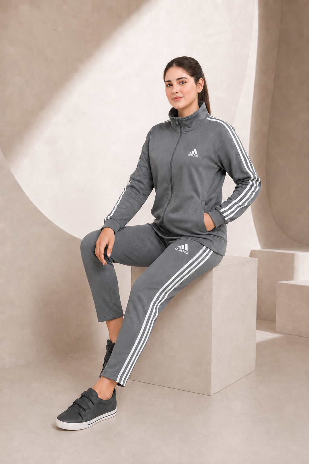 ADI Gray Full Sleeves Winter Tracksuit - F — seated view