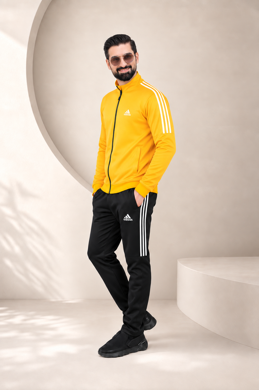 ADI Yellow Full Sleeves Winter Tracksuit — front view