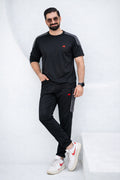 ADI Black with Grey Stripes Ultra Soft Dri-Fit Tracksuit