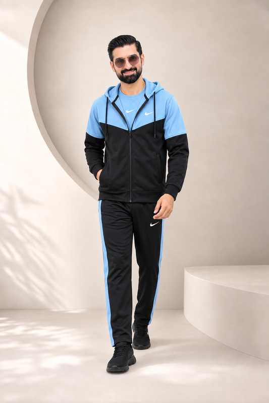 Nik Sky Blue & Black Hooded Winter Tracksuit — male, image 2