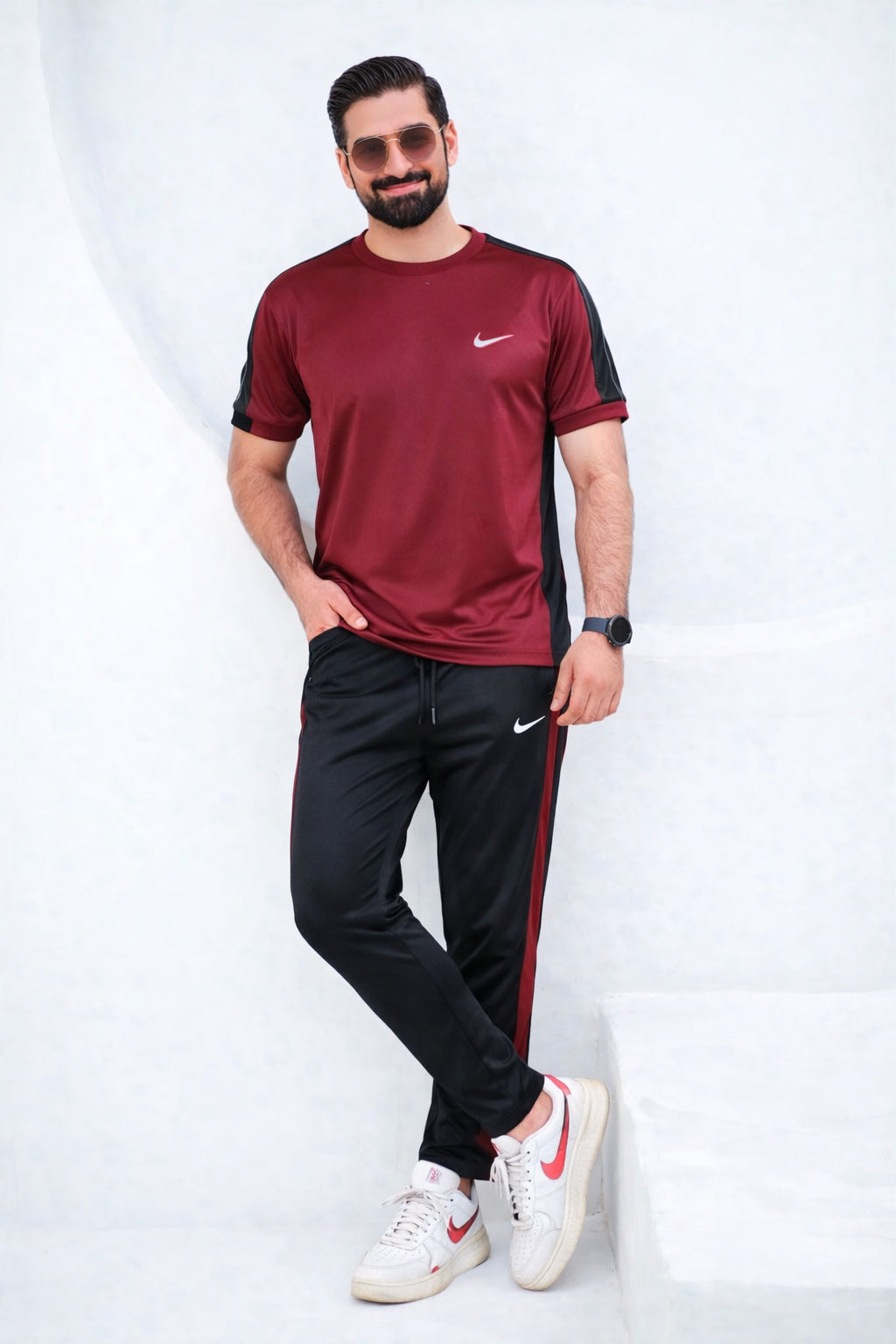 Nik Maroon & Black Dri-Fit Tracksuit
