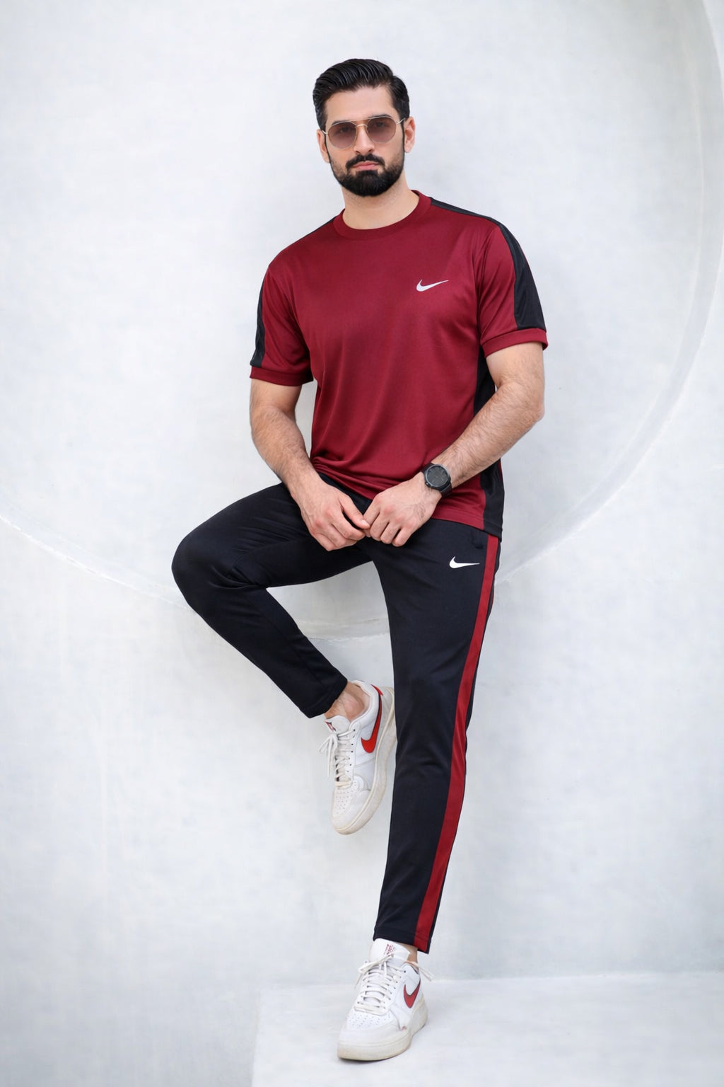 Nik Maroon & Black Dri-Fit Tracksuit